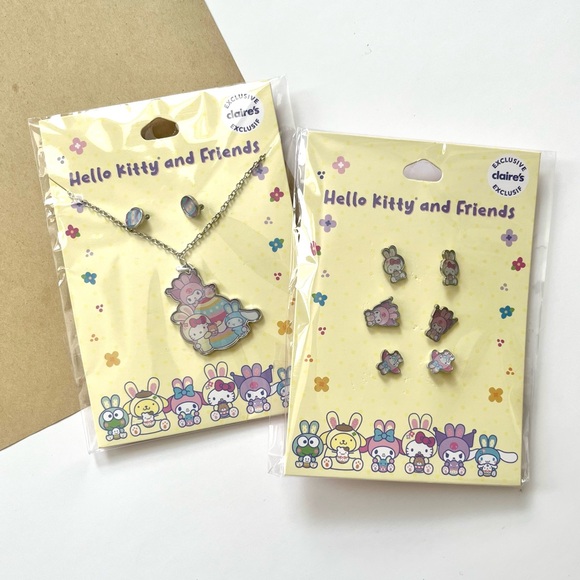 🎉🆕 hello kitty & friends easter egg necklace & 4 pairs of hello kitty earrings - Picture 4 of 11